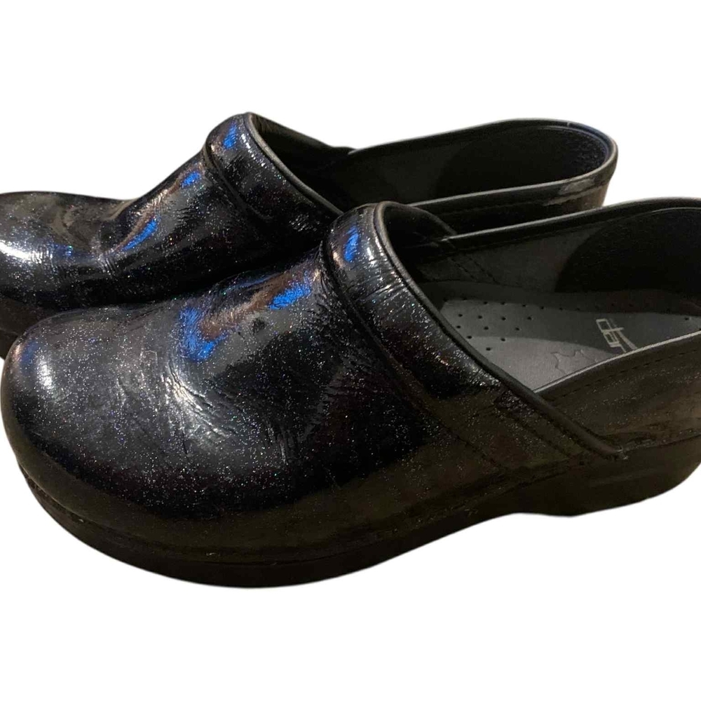 ​Vtg Dansko Professional Black Glitter Patent Leather Clog 37 Nursing WhimsiGoth